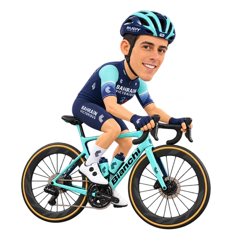 Illustration von Afonso Eulálio im 2026er Trikot von Bahrain Victorious