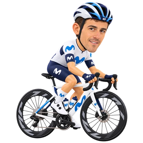 Illustrazione di Albert Torres con la divisa 2026 della Movistar Team