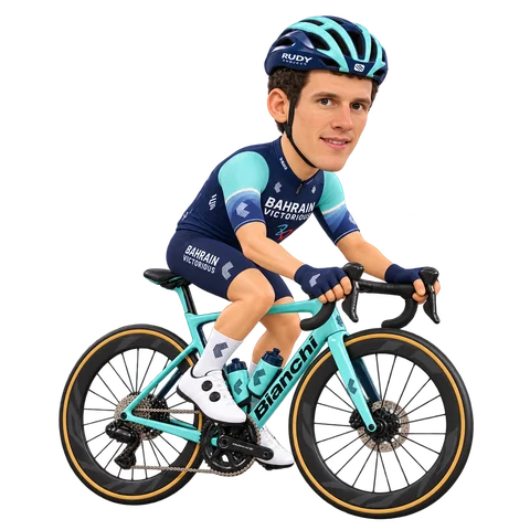 Illustration von Alec Segaert im 2026er Trikot von Bahrain Victorious