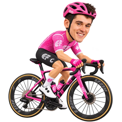 Illustration von Alex Baudin im 2026er Trikot von EF Education-EasyPost