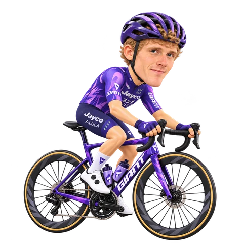 Illustration von Anders Foldager im 2026er Trikot von Team Jayco AlUla