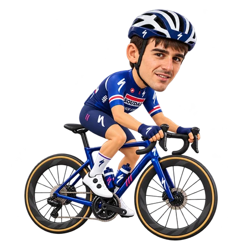 Illustration von Andrea Raccagni Noviero im 2026er Trikot von Soudal Quick-Step