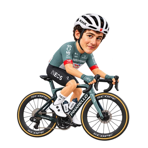 Illustration von Andrew August im 2026er Trikot von Netcompany INEOS