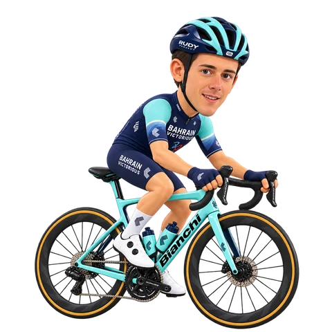 Illustration von Antonio Tiberi im 2026er Trikot von Bahrain Victorious