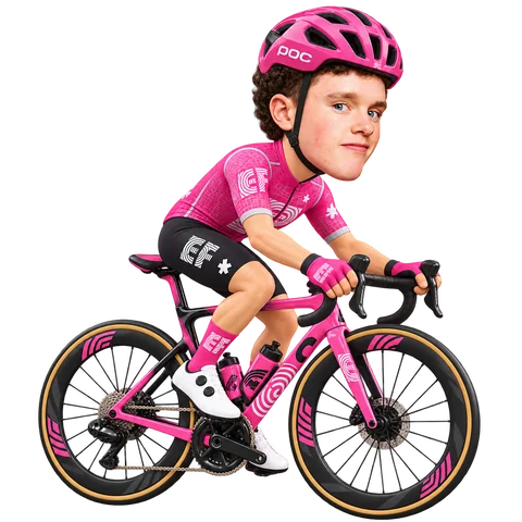 Illustration von Archie Ryan im 2026er Trikot von EF Education-EasyPost