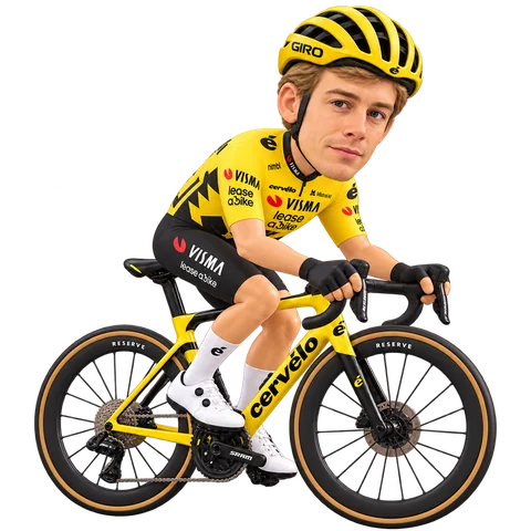 Illustrazione di Axel Zingle con la divisa 2026 della Team Visma | Lease a Bike