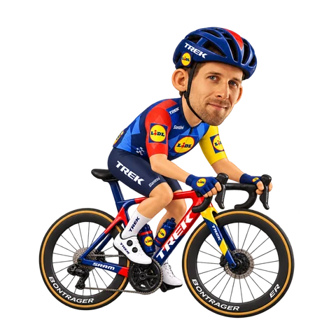Illustration von Bauke Mollema im 2026er Trikot von Lidl–Trek