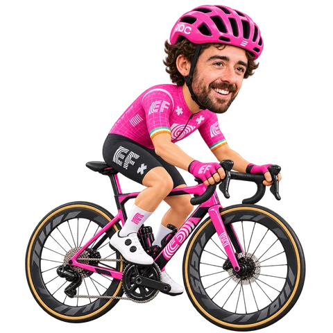 Illustration von Ben Healy im 2026er Trikot von EF Education-EasyPost