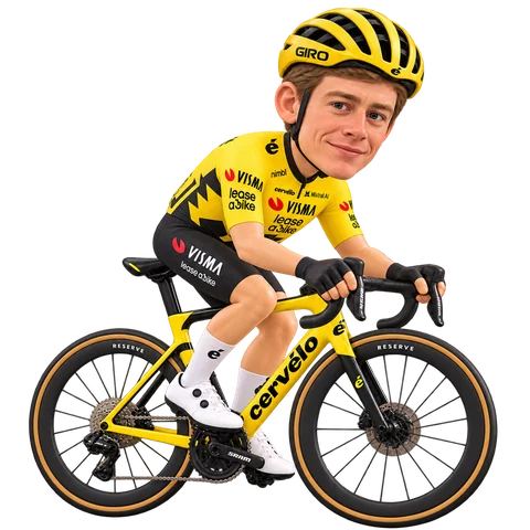 Illustration von Ben Tulett im 2026er Trikot von Team Visma | Lease a Bike