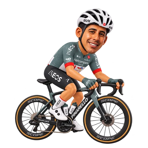Illustration von Brandon Smith Rivera im 2026er Trikot von Netcompany INEOS