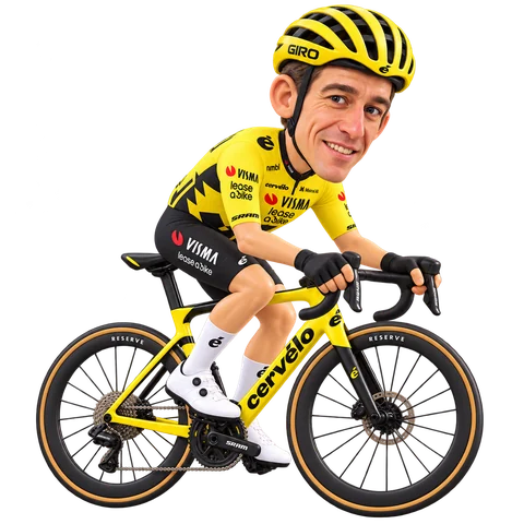 Illustrazione di Bruno Armirail con la divisa 2026 della Team Visma | Lease a Bike