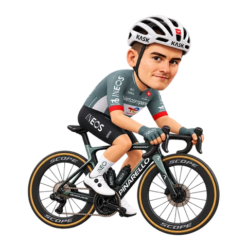 Illustration von Carlos Rodríguez im 2026er Trikot von Netcompany INEOS