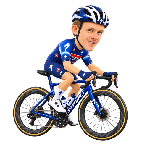 Illustration von Casper Pedersen im 2026er Trikot von Soudal Quick-Step
