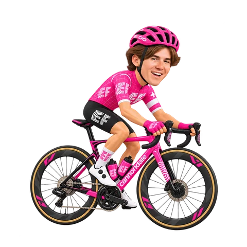 Illustration von Colby Simmons im 2026er Trikot von EF Education-EasyPost