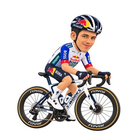 Illustration von Danny van Poppel im 2026er Trikot von Red Bull–BORA–hansgrohe