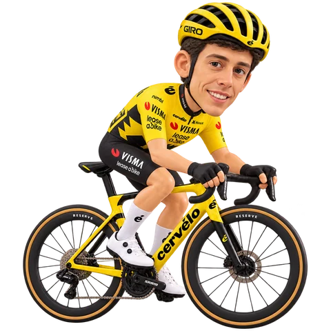 Illustration von Davide Piganzoli im 2026er Trikot von Team Visma | Lease a Bike