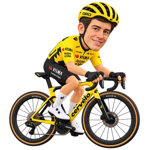 Illustration von Edoardo Affini im 2026er Trikot von Team Visma | Lease a Bike