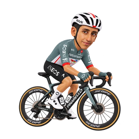 Illustration von Egan Bernal im 2026er Trikot von Netcompany INEOS