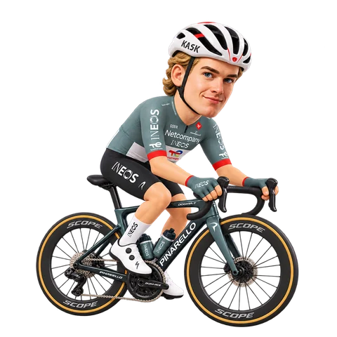 Illustration von Embret Svestad-Bårdseng im 2026er Trikot von Netcompany INEOS