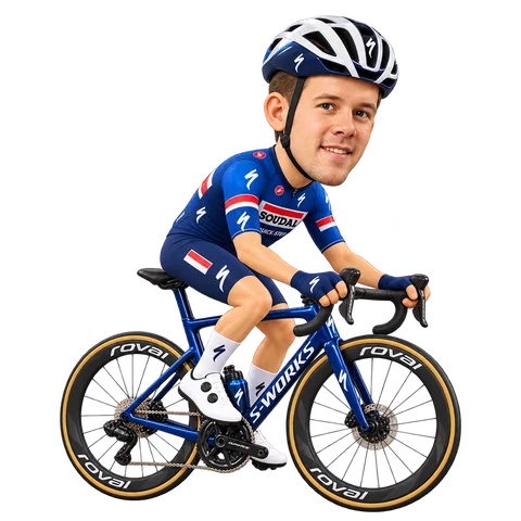 Illustration von Fabio van den Bossche im 2026er Trikot von Soudal Quick-Step