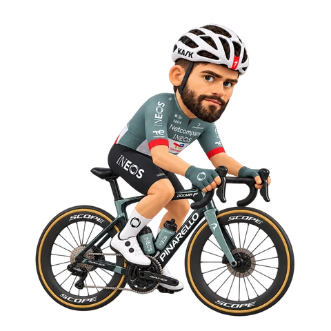 Illustration von Filippo Ganna im 2026er Trikot von Netcompany INEOS