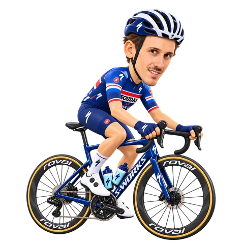 Illustration von Filippo Zana im 2026er Trikot von Soudal Quick-Step