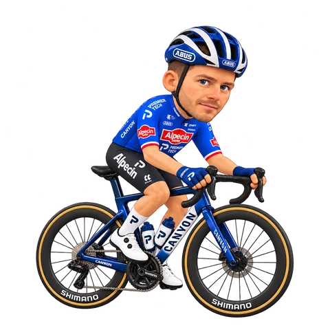 Illustration von Florian Sénéchal im 2026er Trikot von Alpecin-Premier Tech