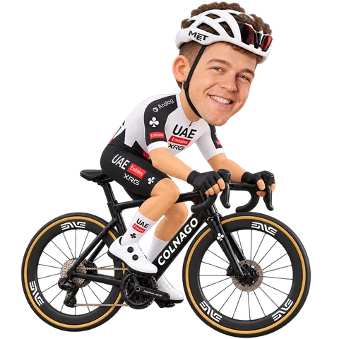 Illustration von Florian Vermeersch im 2026er Trikot von UAE Team Emirates-XRG