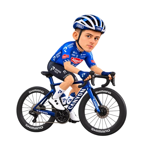 Illustration von Francesco Busatto im 2026er Trikot von Alpecin-Premier Tech