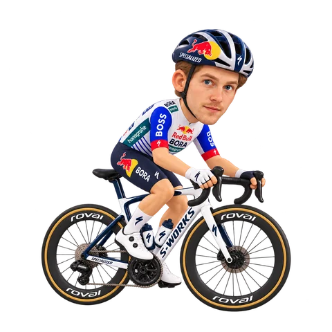 Illustration von Frederik Wandahl im 2026er Trikot von Red Bull–BORA–hansgrohe