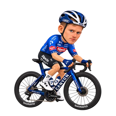 Illustration von Gal Glivar im 2026er Trikot von Alpecin-Premier Tech
