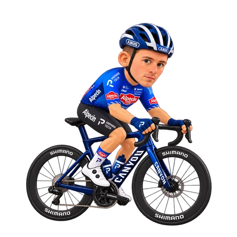 Illustration von Gerben Thijssen im 2026er Trikot von Alpecin-Premier Tech