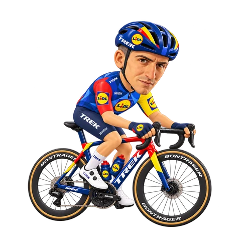 Illustration von Giulio Ciccone im 2026er Trikot von Lidl–Trek