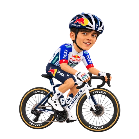 Illustration de Giulio Pellizzari dans la tenue 2026 de Red Bull–BORA–hansgrohe