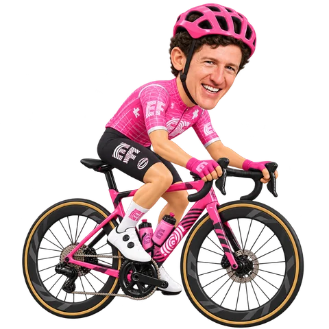 Illustration von Harry Sweeny im 2026er Trikot von EF Education-EasyPost