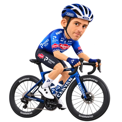 Illustration von Hugo Houle im 2026er Trikot von Alpecin-Premier Tech