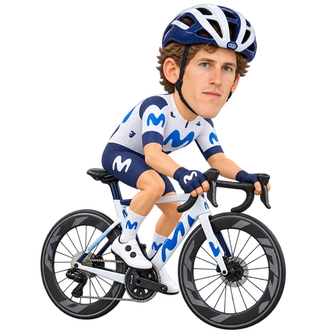 Illustrazione di Iván García Cortina con la divisa 2026 della Movistar Team