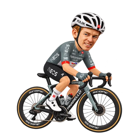 Illustration von Jack Haig im 2026er Trikot von Netcompany INEOS
