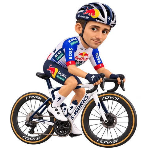 Illustration de Jai Hindley dans la tenue 2026 de Red Bull–BORA–hansgrohe