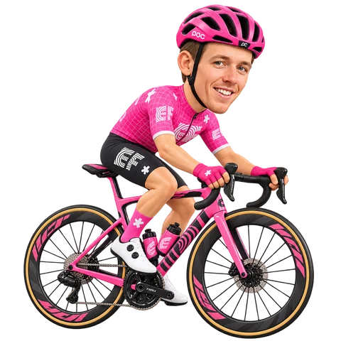 Illustration von Jardi Christiaan van der Lee im 2026er Trikot von EF Education-EasyPost