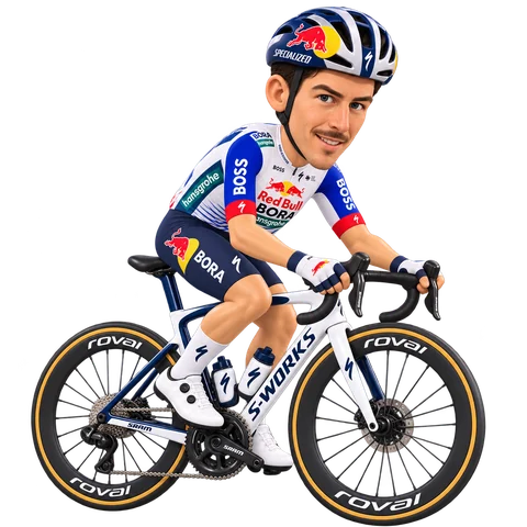 Illustration de Jarrad Drizners dans la tenue 2026 de Red Bull–BORA–hansgrohe