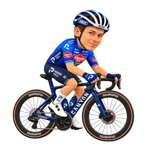 Illustration von Jasper Philipsen im 2026er Trikot von Alpecin-Premier Tech