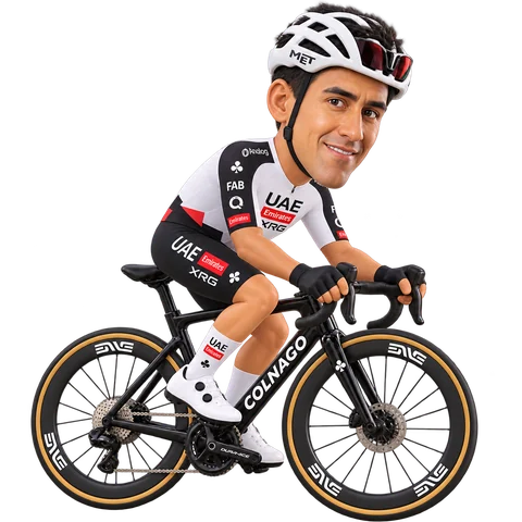 Illustration von Jhonatan Narváez im 2026er Trikot von UAE Team Emirates-XRG