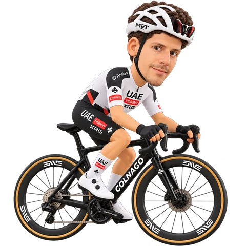 Illustration von João Almeida im 2026er Trikot von UAE Team Emirates-XRG