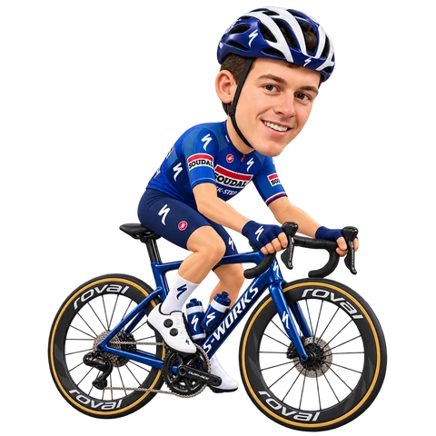 Illustration von Jonathan Vervenne im 2026er Trikot von Soudal Quick-Step