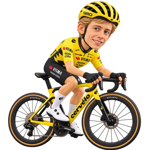 Illustration von Jørgen Nordhagen im 2026er Trikot von Team Visma | Lease a Bike