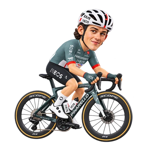 Illustration von Joshua Tarling im 2026er Trikot von Netcompany INEOS