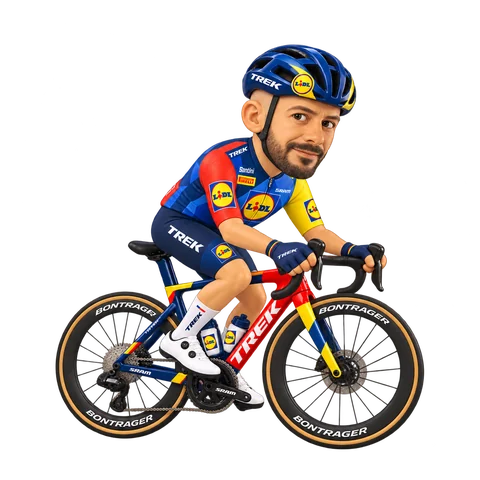 Illustrazione di Julien Bernard con la divisa 2026 della Lidl–Trek