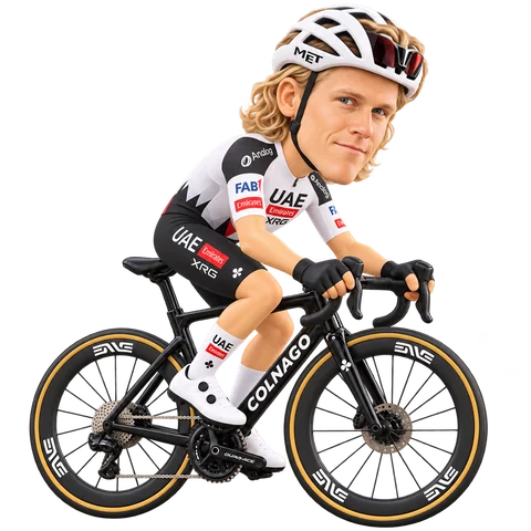 Illustration von Julius Johansen im 2026er Trikot von UAE Team Emirates-XRG