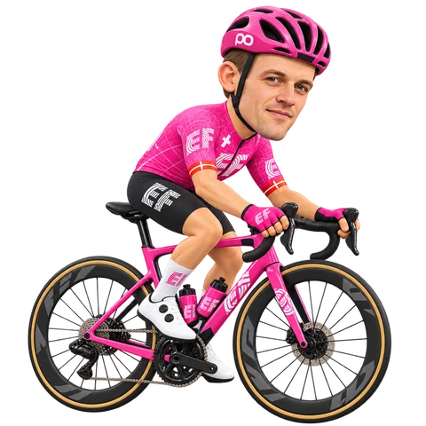 Illustration von Kasper Asgreen im 2026er Trikot von EF Education-EasyPost